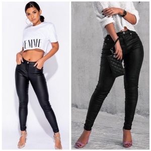 🆕✋💋 NWT Boutique Leather Look Black Jeans 🙌😍